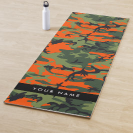 Tapete De Yoga Padrão de Camuflagem Laranja, Seu nome, Personaliz