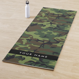 Tapete De Yoga Padrão de Camuflagem Verde, Seu nome, Personalizar