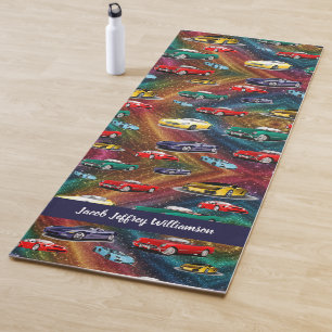 Tapete De Yoga Padrão de Carro para Crianças Veículos Reluzentes