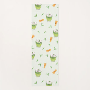 Tapete De Yoga Padrão de Chá Verde do Cat Froth Matcha