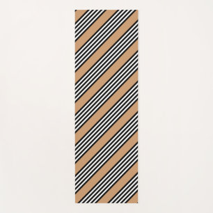 Tapete De Yoga Padrão de cinco faixas, preto e branco, com bronze