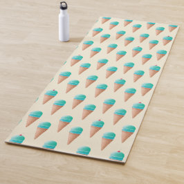 Tapete De Yoga Padrão de Cone Sorvete Azul, Amarelo Claro