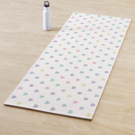Tapete De Yoga Padrão de Coração Pastel Suave Minimalista