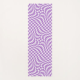 Tapete De Yoga Padrão de Desktop Checkering Roxo e Branco