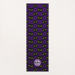 Tapete De Yoga Padrão de Dia das Bruxas de Gato Negro e Púrpura M