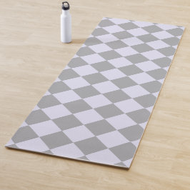 Tapete De Yoga Padrão de diamante em cinzas e lavandas