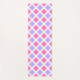 Tapete De Yoga Padrão de Diamante Xadrez Rosa Roxo