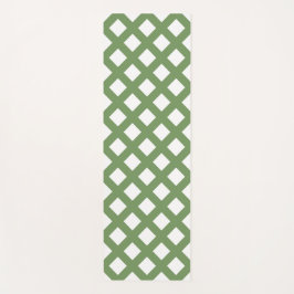 Tapete De Yoga Padrão de Diamante Xadrez Verde Branco