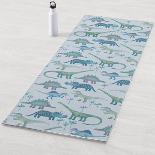 Tapete De Yoga Padrão de Dinossauro Azul Pré-Histórico Cuto