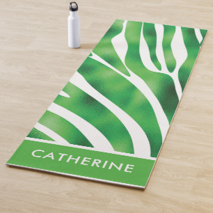 Tapete De Yoga Padrão de faixa de zebra branca e verde Yoga Mat