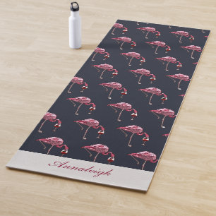 Tapete De Yoga Padrão de Flamingo Rosa Bebedor de Vinho Novidade