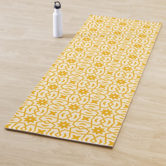 Tapete De Yoga Padrão de Flor Amarelo (In Situ)