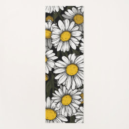 Tapete De Yoga Padrão de Flor de Margarida Ilustração Botânica