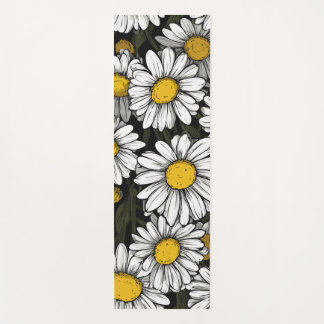 Tapete De Yoga Padrão de Flor de Margarida Ilustração Botânica
