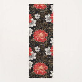 Tapete De Yoga Padrão de Flor do Estilo Japandi tradicional