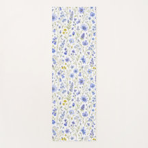 Padrão de Flor Silvestre Aquarela Azul Amarelo Ver