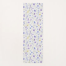Padrão de Flor Silvestre Aquarela Azul Roxo Amarel