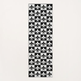 Tapete De Yoga Padrão de Flur-De-Lis Preto Verificado