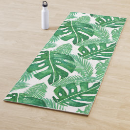 Tapete De Yoga Padrão de Folha Tropical de Monstera Deliciosa