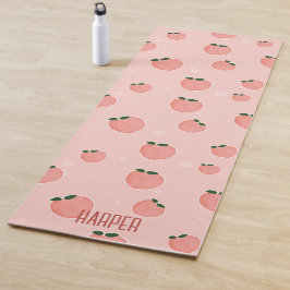 Tapete De Yoga Padrão de Fruta de Pêssego de Nome Personalizado
