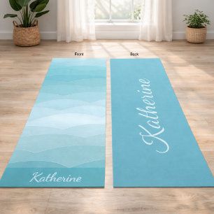 Tapete De Yoga Padrão de Gradiente de Oceano Moderno