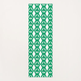 Tapete De Yoga Padrão de Hexágono Branco Verde Trevo