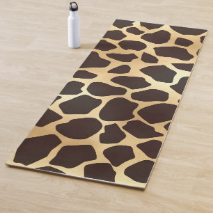 Tapete De Yoga Padrão de Impressão Animal Marrom Giraffe Dourado