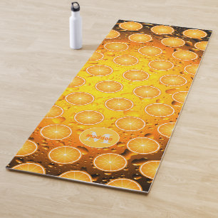 Tapete De Yoga Padrão de laranjas frias gotas de água Monograma