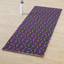 Tapete De Yoga Padrão de Letras de Adoração Tie Dye Retro