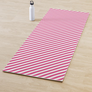 Tapete De Yoga Padrão de listras diagonais rosa e branco