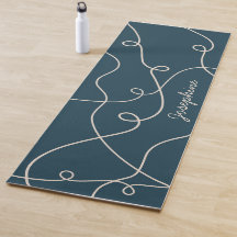 Padrão de Loops Geométricos Bege no Azul e Nome