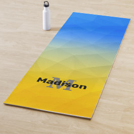 Tapete De Yoga Padrão de malha de geometria azul-amarela da Ucrân