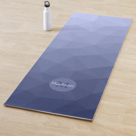 Tapete De Yoga Padrão de malha geométrica azul cinza Monograma