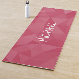 Tapete De Yoga Padrão de malha geométrica de luz rosa personaliza