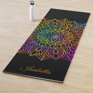Tapete De Yoga Padrão de Mandala de Arco-Íris Personalizado