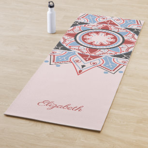 Tapete De Yoga Padrão de Mandala Personalizado Rosa