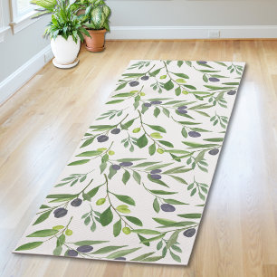 Tapete De Yoga Padrão de Oliva Country Francês em Verde Sage Aqua