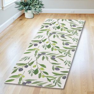 Tapete De Yoga Padrão de Oliva Country Francês em Verde Salvia Aq