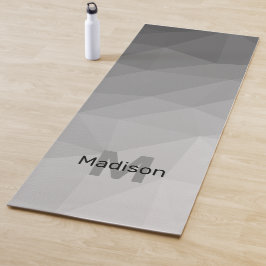 Tapete De Yoga Padrão de ombre de malha geométrica cinza Monogram
