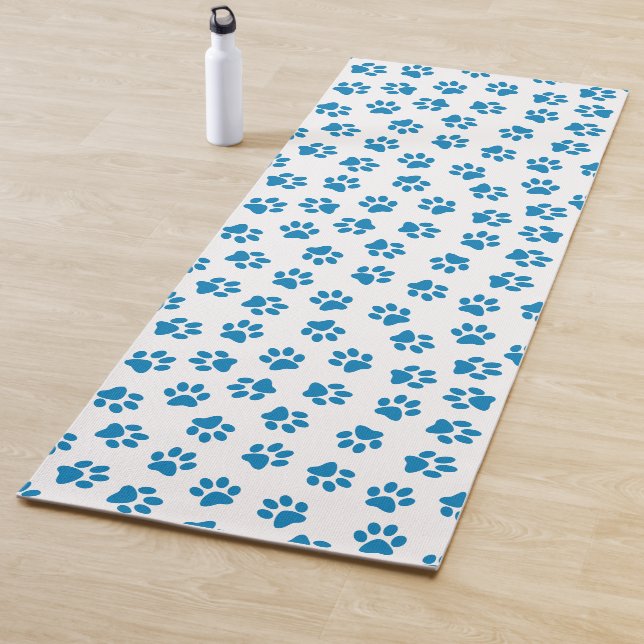 Tapete De Yoga Padrão De Patas, Patas Cachorros, Patas Azuis (In Situ)