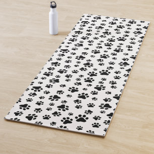 Tapete De Yoga Padrão De Patas, Patas Cachorros, Preto e Branco