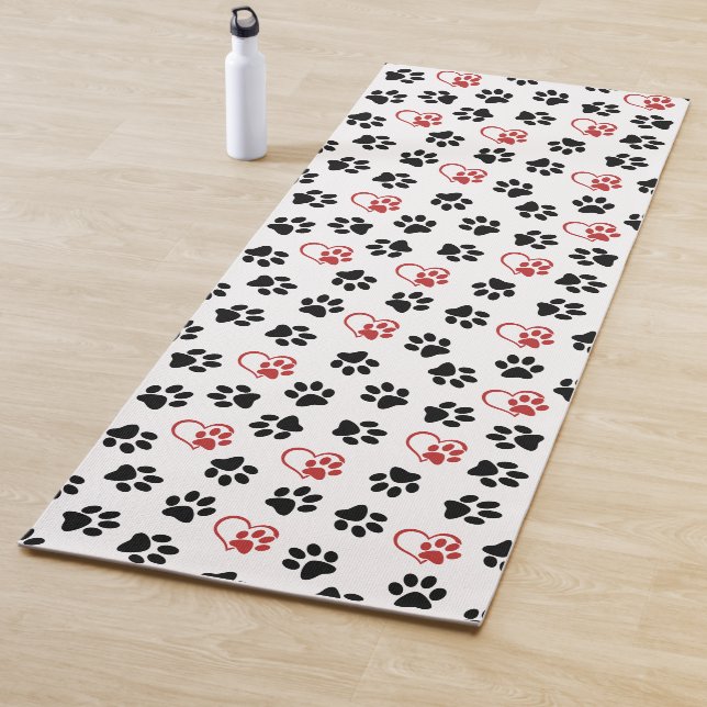 Tapete De Yoga Padrão De Patas, Patas Negras, Patas Vermelhas, Co (In Situ)