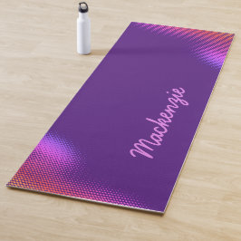Tapete De Yoga Padrão de Ponto Rosa com Nome no ROYAL PURPLE