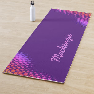 Tapete De Yoga Padrão de Ponto Rosa com Nome no ROYAL PURPLE