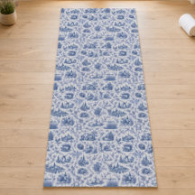 Padrão de ramagem de rosa Toile Francesa Azul no C