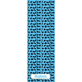 Tapete De Yoga Padrão De Silhueta Personalizado Em Gato Preto Azu