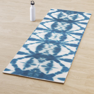 Tapete De Yoga Padrão de torção tingimento azul añil Shibori