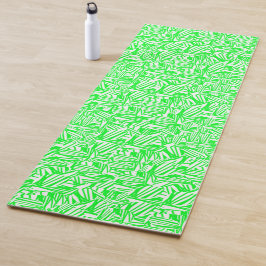 Tapete De Yoga Padrão de Traços verdes e Seção visível.
