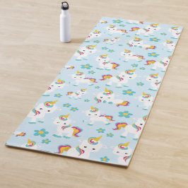 Tapete De Yoga Padrão De Unicórnios, Unicórnios Fofos, Flores