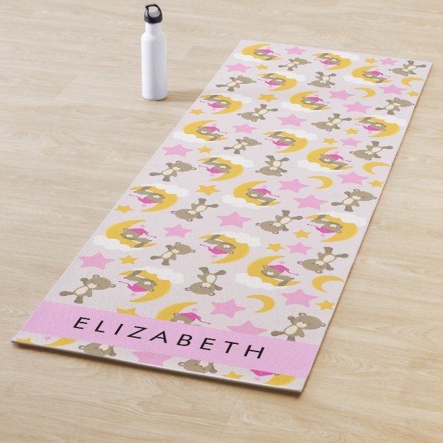 Tapete De Yoga Padrão De Ursos, Ursos De Teddy, Estrelas, Seu Nom (In Situ)